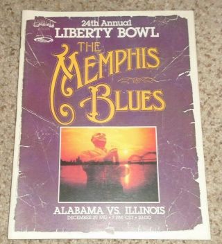 1982 Liberty Bowl Program - Alabama Wins - Bear Bryant 