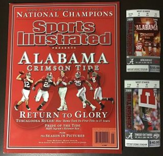 Alabama Crimson Tide 2009 Bcs National Champ Sports Illustrated & 2 09 Tix Stubs