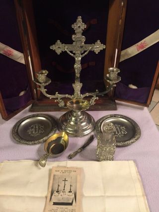 Antique Sick Call Last Rites Box Sacramental Service - With Contents 1897