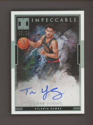 2018 - 19 Impeccable Trae Young Hawks Rookie Rc Auto /25