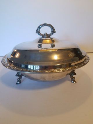 Vintage Silver Plated 3 Piece Round Footed Serving Dish/bowl