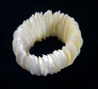 Vintage White Mother Of Pearl Shell Stretch Bracelet