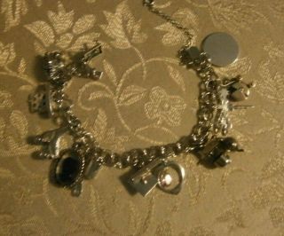 Vintage Sterling Silver Charm Bracelet with 13 Charms 2
