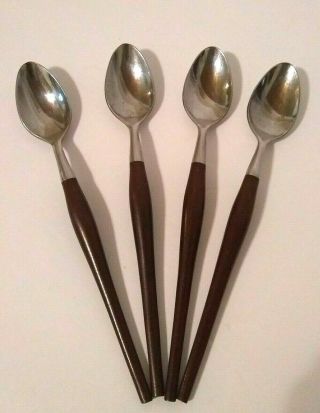 4 Canoe Muffin 7 1/2 " Iced Tea Spoons,  Stainless,  Japan,  Vintage,  Mcm