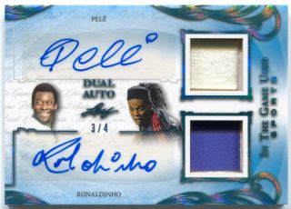 2019 Leaf In The Game Pele Ronaldinho Autograph Platinum Dual Jersey Auto /4