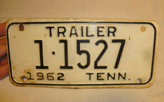 Vintage 1962 Tennessee Trailer License Plate