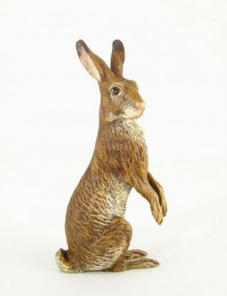 Vienna Bronze Large Sitting Rabbit Hare 4 " Bermann Brass Cold Painted Austria