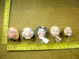 5 X Vintage Excavated Faded Painted Doll Head Age 1860 Mixed Media Kister 14061