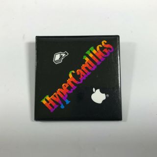 Vintage 1991 Claris & Apple Computer Macintosh Hypercard Iigs Software Pin Badge