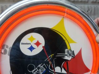 PITTSBURGH STEELERS Football Bar Man Cave Red Neon Wall Clock 3