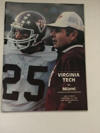 Virginia Tech Vs Miami Football Program September 18 1982