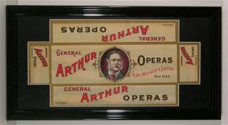 1890s President Chester Arthur Cigars Chromolithograph Advertising Sign Carton