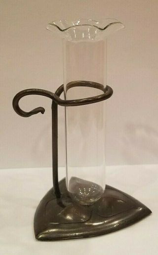 Roycroft Arts And Crafts Copper Bud Vase - Bronze Color - Blown Glass Vase