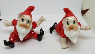 Vintage Enesco Bone China Spaghetti Santa Claus Christmas Gnomes 3 "