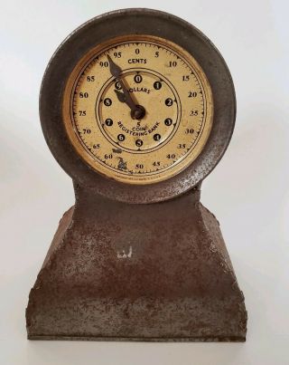 Vintage Kingsbury Coin Registering Bank Clock Style Steel Keene Nh Antique