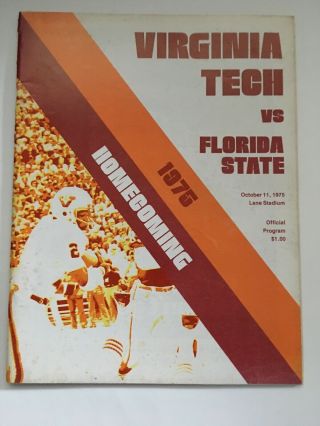Virginia Tech Vs Florida State Football Program Homecoming October 11 1975