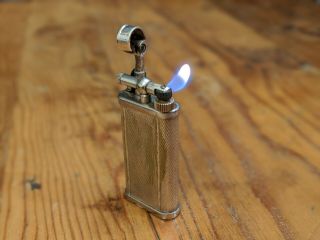 Vintage Dunhill Unique Silver Plated Gas Lighter In English Made