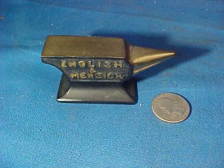 Vintage Miniature Advertising Anvil From English,  Mersick Auto Hardware Co