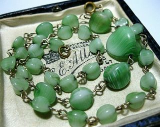 Vintage Jewellery 1930s Art Deco Pale Green Venetian Murano Glass Beads Necklace