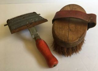 Vintage Oxco Curry Brush And Horse Comb