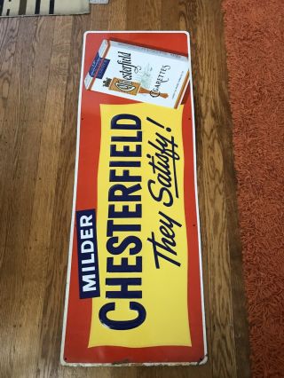 Chesterfield Cigarettes 1950 ' s Vintage Advertisement Tin Sign Embossed 34 x 12 2