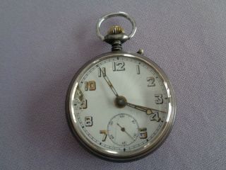 Antique Junghans - German Alarm Pocketwatch Dark Metal Case Case 0513054