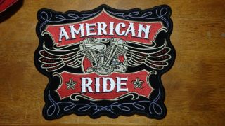 Vintage American Ride Motorcycle Biker Club Motorcycle Rocker Back Patch Bx Xl