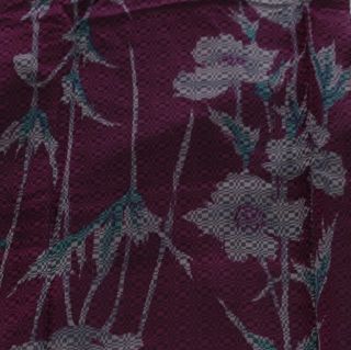 Japanese Vintage Kimono Silk Fabric " Woven Poppies "