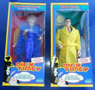 Vintage 1990 15” Dick Tracy & 14” Breathless Mahoney Playmates Dolls Figures
