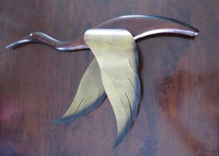 Large Vtg Retro Mid Century Bird Wall Hanging Home Decor Copper Wings 22 "