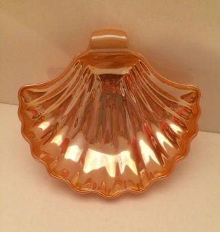Vintage Fire King Peach Lustre Sea Shell Soap Dish Trinket Bowl Anchor Hocking