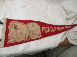 Vintage Red White Felt Pennant Banner Provincetown Mass.
