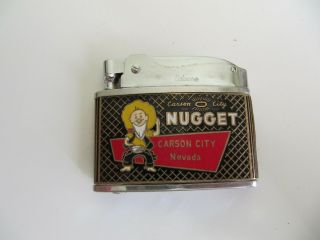 Vtg Vulcan 1961 Nugget Casino Carson City Nv & Railroad Ad Advertising Lighter