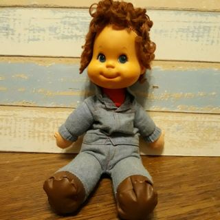 1970 Mattel Baby Beans Boy Doll Rainbow Vintage Toy Curly Hair Blue Eyes