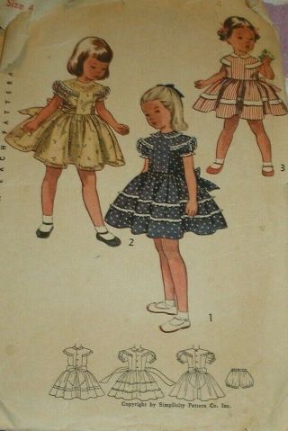 Vintage 1950s Simplicity 3469 Girls Dress & Panties Pattern 4