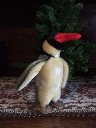Vintage Steiff Penguin Peggy Penguin Cute Christmas Animal Stuffed Plush Wool 9”