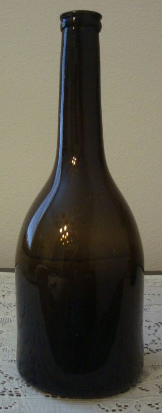 Antique 1820 - 1840 Dark Olive Green Pontil Wine Bottle