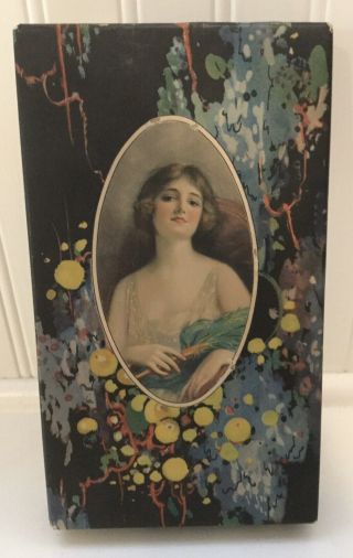 Antique Chocolate Candy Box With 1920’s Woman’s Portrait Vintage Chocolate Box