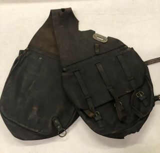 Antique Leather Horse Saddle Bags 1885 Spanish American War Era Us (2j)