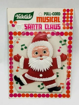 Vintage Yuletide Pull String Musical Santa Arms Legs & Eyes Move W/package