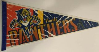 Vintage 1990’s Florida Panthers 30 " Nhl Hockey Sports Pennant Flag Rare