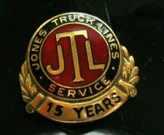 Vintage Jtl 10k Gold Jones Truck Lines 15 Year Service Award Lapel Pin 2.  2 Grams