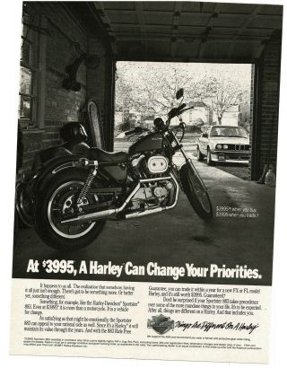 1988 Harley Davidson Sportster 883 Motorcycle Vtg Print Ad