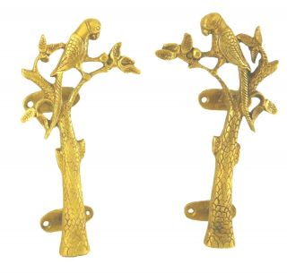 Golden Parrot & Tree Shape Vintage Style Handmade Brass Door Pull Handles Knob A