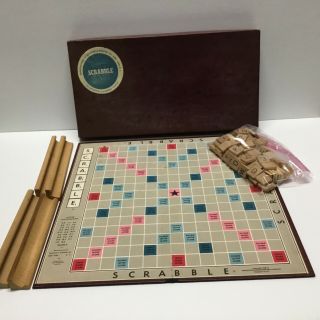 Vintage Scrabble Board Game 1948 Selchow & Righter 100 Tiles Complete