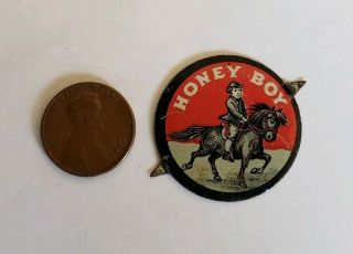 Vintage Honey Boy Tin Tobacco Tag W/ Tabs