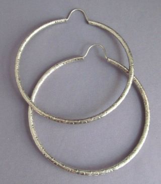 Vintage Massisve Huge Sterling Circle Hoop Dangle Pierced Earrings 2 3/4 "