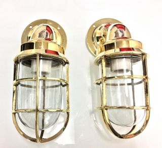 Vintage Model Marine Brass Ship Passage Bulkhead Light 2 Piece