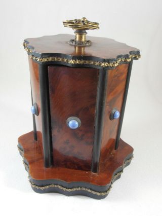 Antique Victorian Wood Cigar Caddy Storage Box Holder Stand