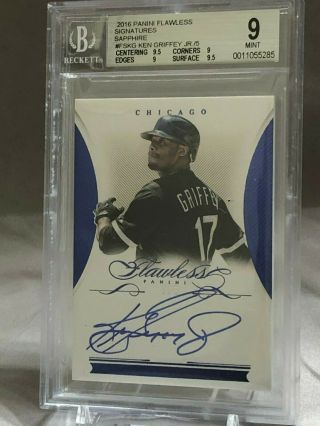 2016 Panini Flawless Sapphire Ken Griffey Jr.  Bgs 9 5/5 With Auto On Card